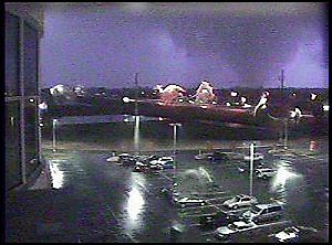 The deadly Evansville, IN area tornado of November 6, 2005 taken by a webcam at Deaconess Womens Hospital 