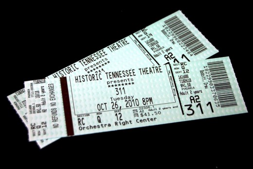 Well, we had tickets to the 311 concert tonight, but my wife had to work, so these tickets went to waste.