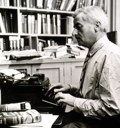 William Faulkner at work (or at least posing like he is).  He famously claimed he wrote some of his best novels in a matter of weeks in one draft.  After research, this claim is not as exaggerated as I first thought.