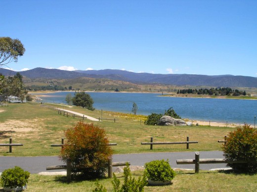 The original township of Jindabyne lies at the bottom of this man-made lake - part of the Snowy Mountains Hydro-electric Scheme of the 1960s.