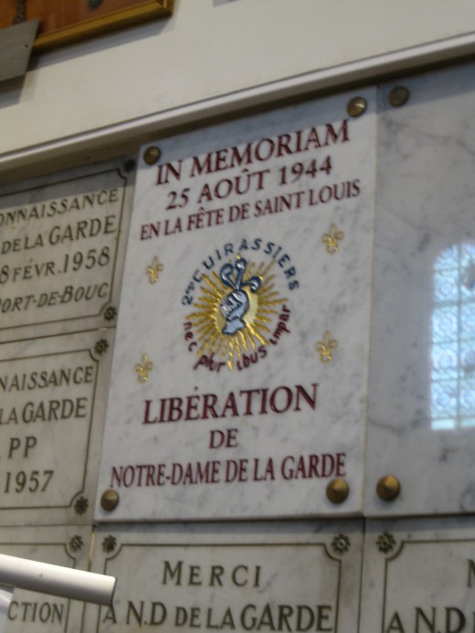 Plaque commemorating Liberation of Norte Dame de la Garda by Allied Forces during World War II