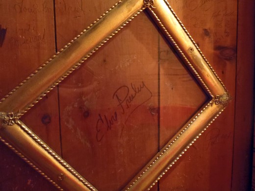 Elvis Presley's autograph can be found in a very narrow hallway on the main floor.