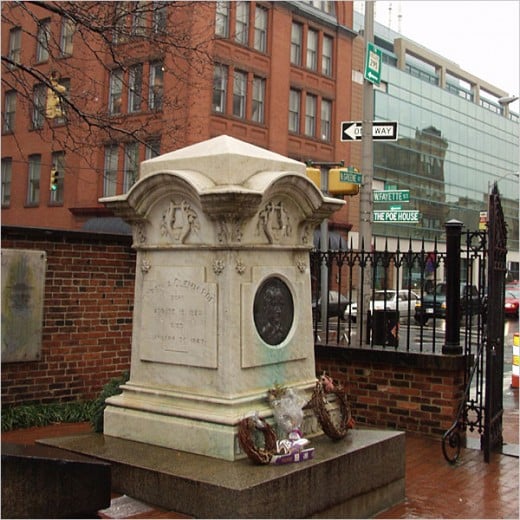 The site of the new grave Poe was moved to in 1875.  