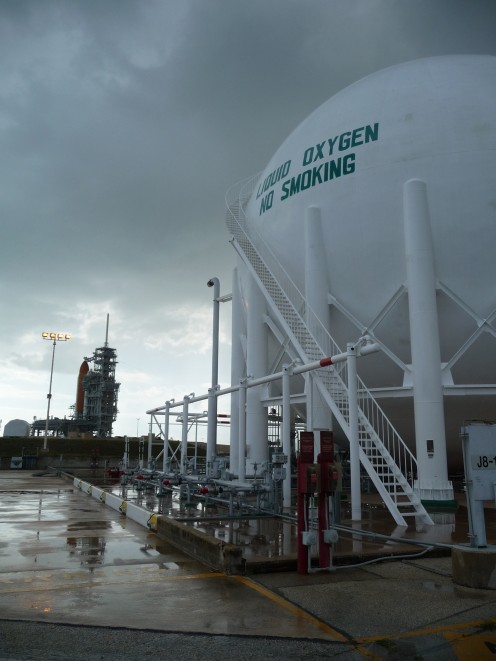 View of Discovery from the LOX tank on Pad 39A - 2 Nov 2010