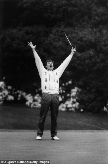 Faldo basks in the immediate aftermath of his maiden Masters victory