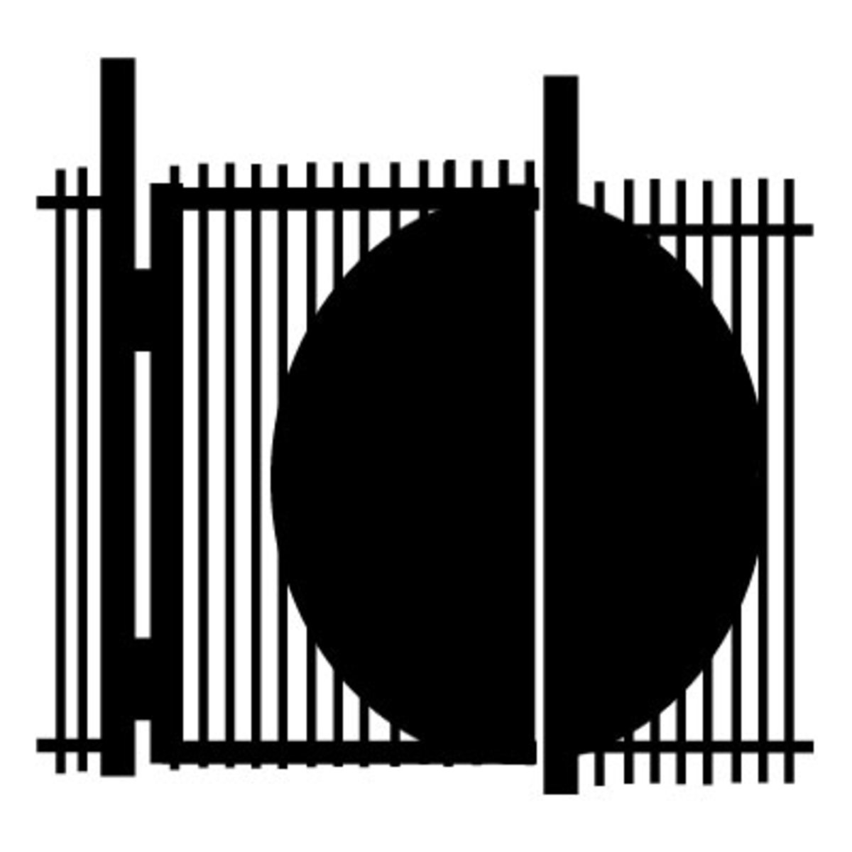 Metal gate with sheet metal applied to guard against reach-through unauthorized entry.  
