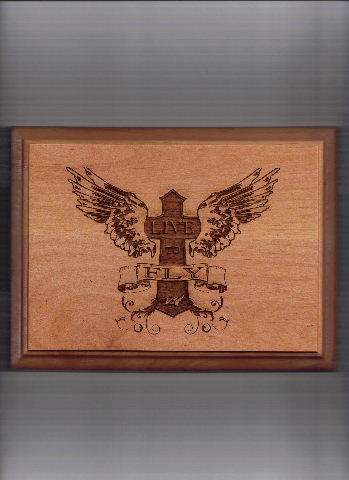 This is an aviation "live to fly" plaque that I sell.  The design came out amazing.