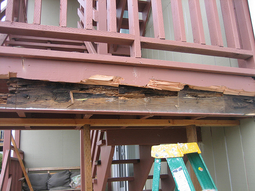 Bad Fix- Reinforced dry rot | wood rot with same wood (should be pressure treated)