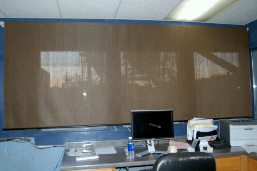 After years of talking about it, my boss finally bought some blinds for the office.  Of course, in typical half-assed fashioned, the blinds are a solid foot too wide.