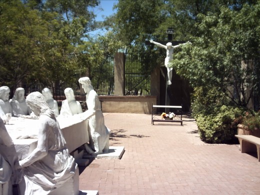 View inside the sculpture garden in Tucson's Garden of Gethsemane Felix Lucero Park.