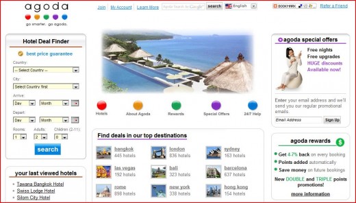 Agoda Website - Has low rates for hotels in Asia, though they provide discounted room rates worldwide.