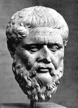 A stone sculpture of one of the greatest philosopher's of all time, Plato.