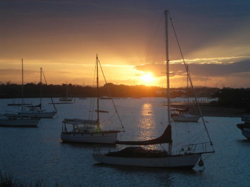 Sunset over the Clarence at Yamba Harbour