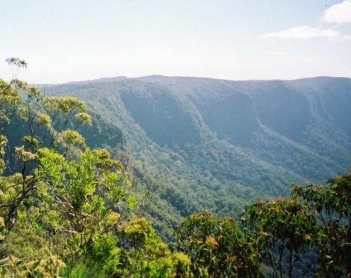 View to the north showing the fluted, inner walls of the volcano.