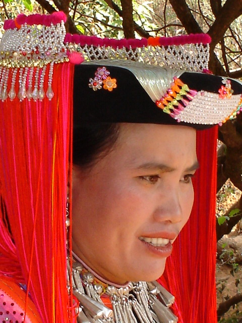 Ging Kaew, sister of Pi Ouan, in her traditional New Year's outfit that she made herself.