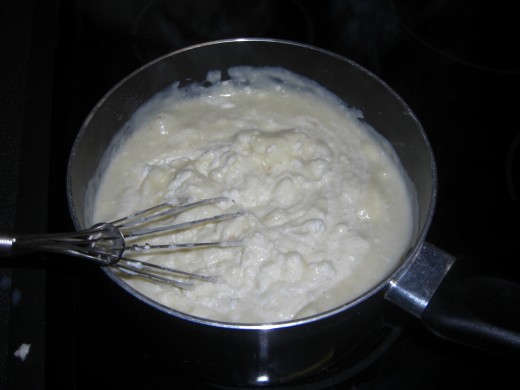 Add the ricotta cheese to the white sauce 