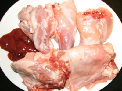 rabbit meat, cut and ready to cook