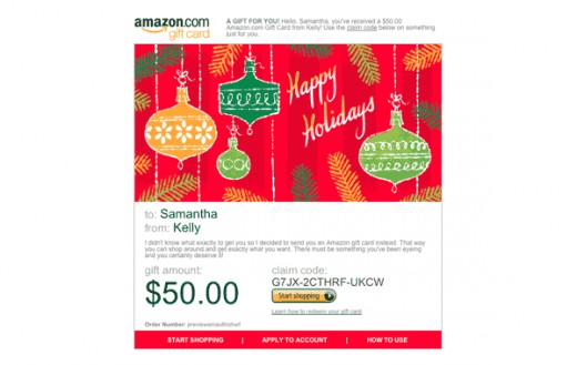 Holiday Gift Card Example