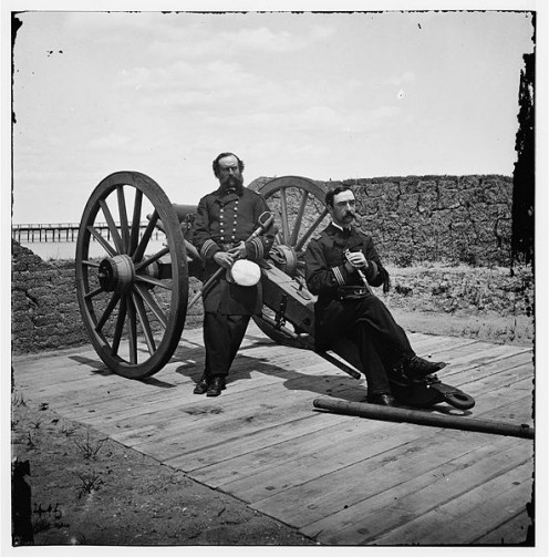 Sullivan's Island, South Carolina, 1865, with Lt. Comdr. Edward Barrett and Lt. Cornelius N. Schoomaker, U. S. Navy, with the U. S. Monitor Catskill