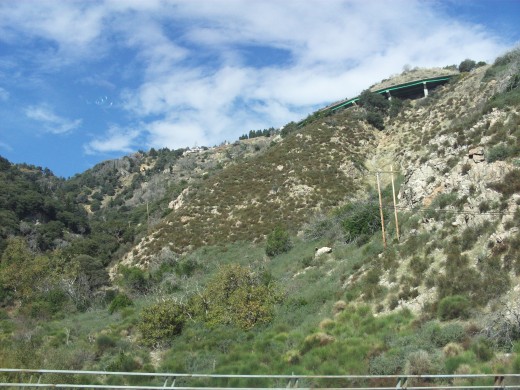 Looking back up the precipice that makes the twist and turns of Highway 18.
