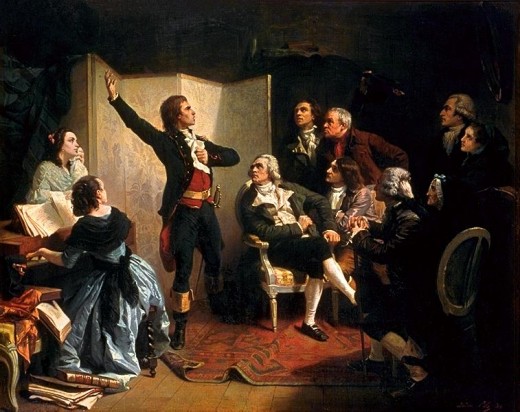 The composer, Rouget de L'Isle sings the Marseillaise for the first time in the home of the mayor of Strasbourg