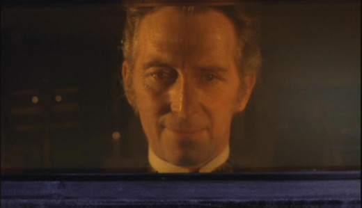 The Baron (Peter Cushing) conducts an experiment in Frankenstein Created Woman