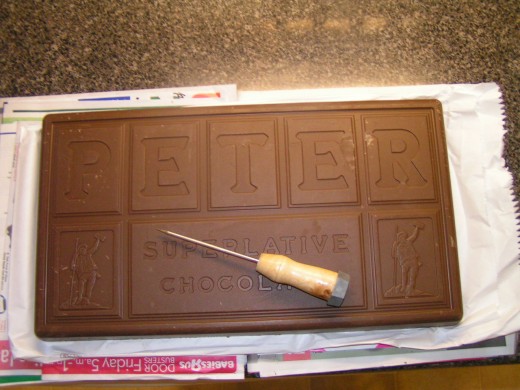 A ten-pound block of coating chocolate