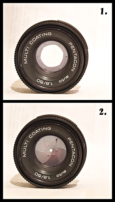 Large aperture at the top, small aperture at the bottom
