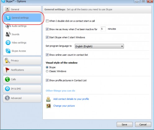 Diagram 2. Skype General Settings