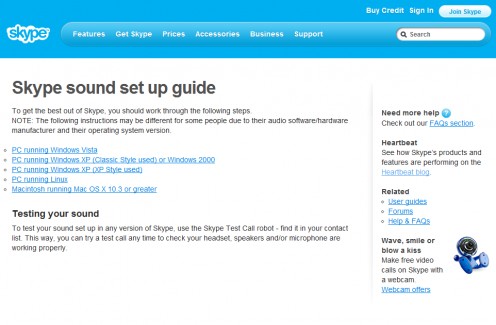 Diagram 4. The Skype sound setup page