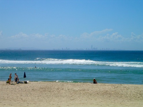 From Coolangatta looking toward The Towers of Mordor... no, actually it's Surfer's Paradise.