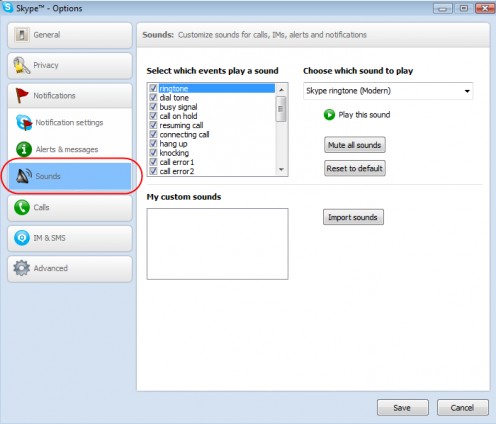Diagram 2. Setting Skype sounds