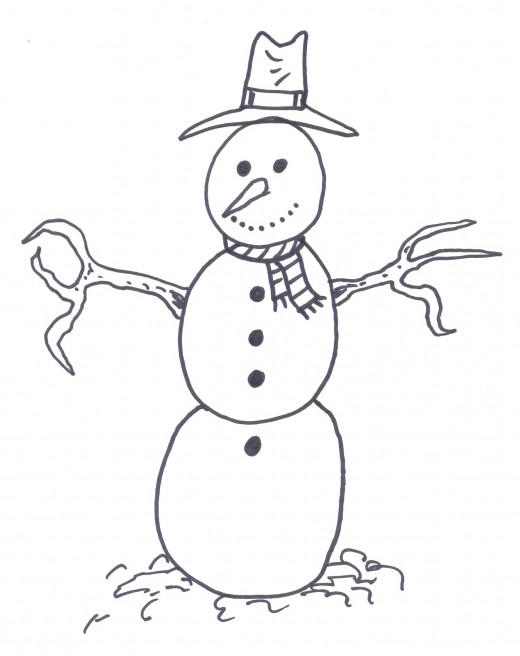 How to draw a cartoon snowman.