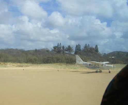 take off and sandy landing - beach as airstrip