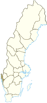 Map location of Bohus (shaded brown) in south-western Sweden