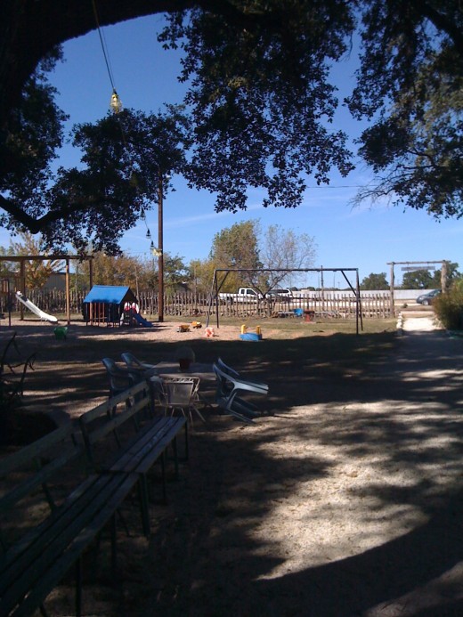 Playground and back parking lot.