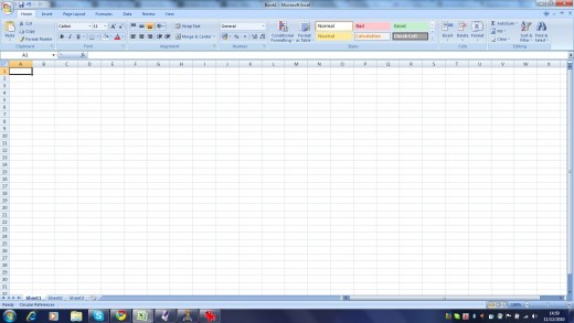 A new Sheet in Microsoft Excel 2007