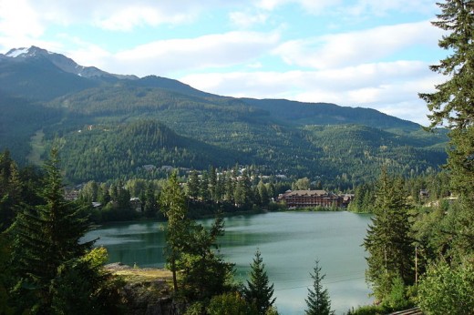 Lake with Whistler Mountain in background