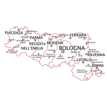 Map of Emilia-Romagna Image:  Bibanesi - Fotolia.com