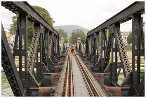 Walking over the bridge