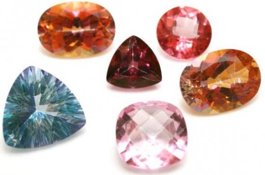 Facet Cut Topaz Gemstones in various colors, including mystic