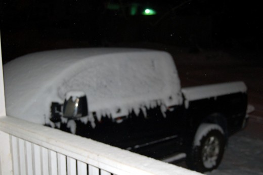 We got a little bit of snow tonight. 