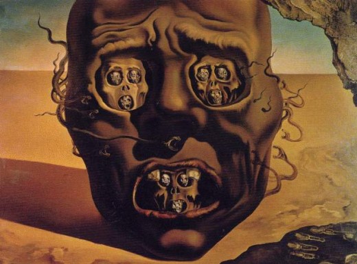 The Face of War, by Salvador Dali.  This painting inspired Mandelbrot, with its self-similarity of faces within faces, to infinity.