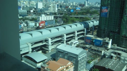 You can see the airport rail link on the 17 floor which is the lobby of the Baiyoke Sky Hotel