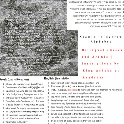 King Ashoka's Greek and Aramaic inscriptions in kandhahar