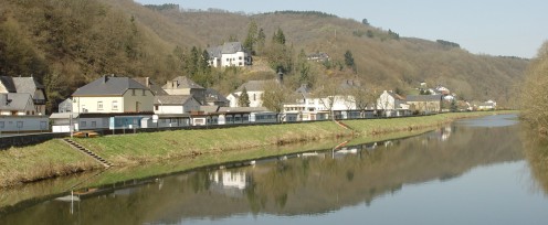 Nearby Stolzembourg over the Luxembourg side of the Our River from Waldhof-Falkenstein. 
