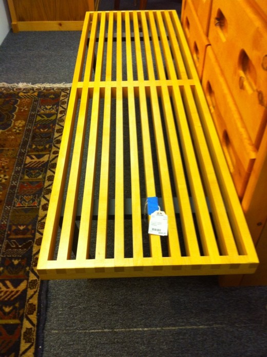 A used Nelson bench, selling for $600.  Real benches will have a stamp of authenticity on it