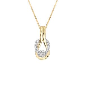 10k Two-Tone Gold Diamond Love Knot Pendant (1/6 cttw, H-I Color, I1-I2 Clarity), 18"