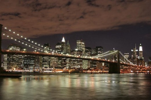 Brooklyn Bridge and Manhattan at Night