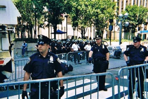 NYPD in motion as the march approached Madison Square Garden.
